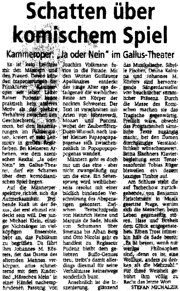 Ja oder Nein, Offenbach Post 21.02.2007 Ja oder Nein, Offenbach Post 21.02.2007